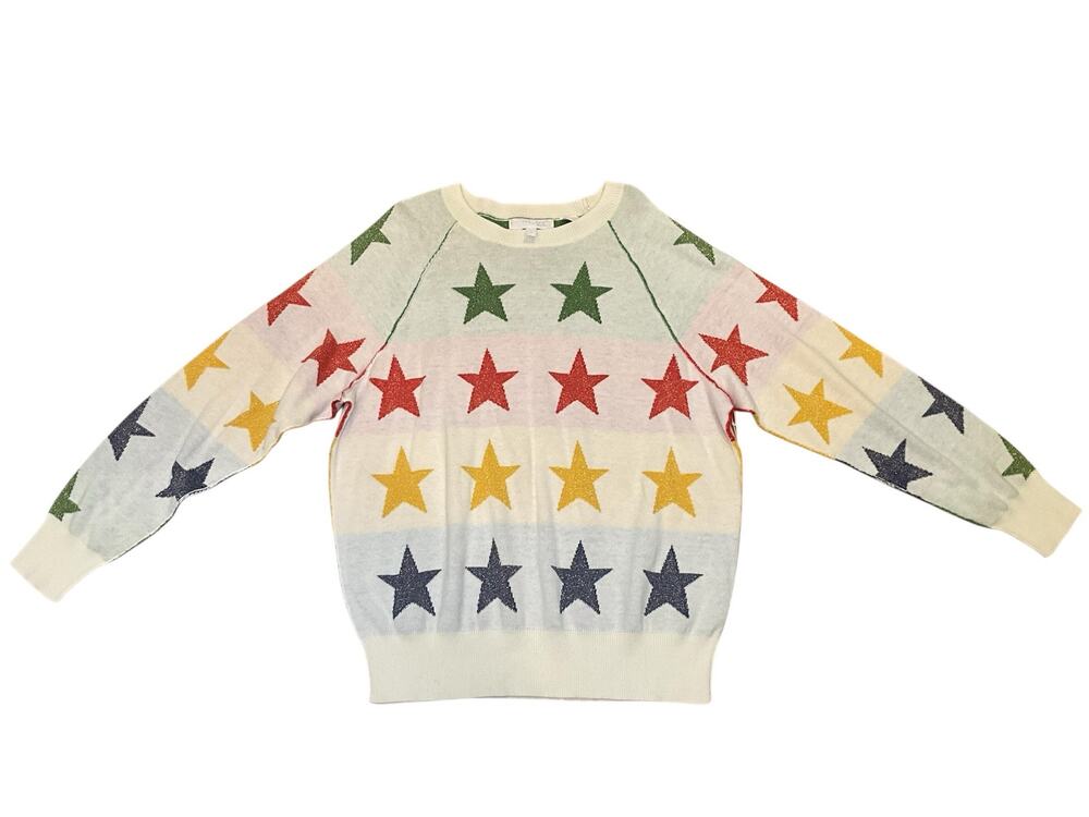 Stripes H20 + Color Me Courtney Sweater Women's Large Colorfulโ Star Print Knit